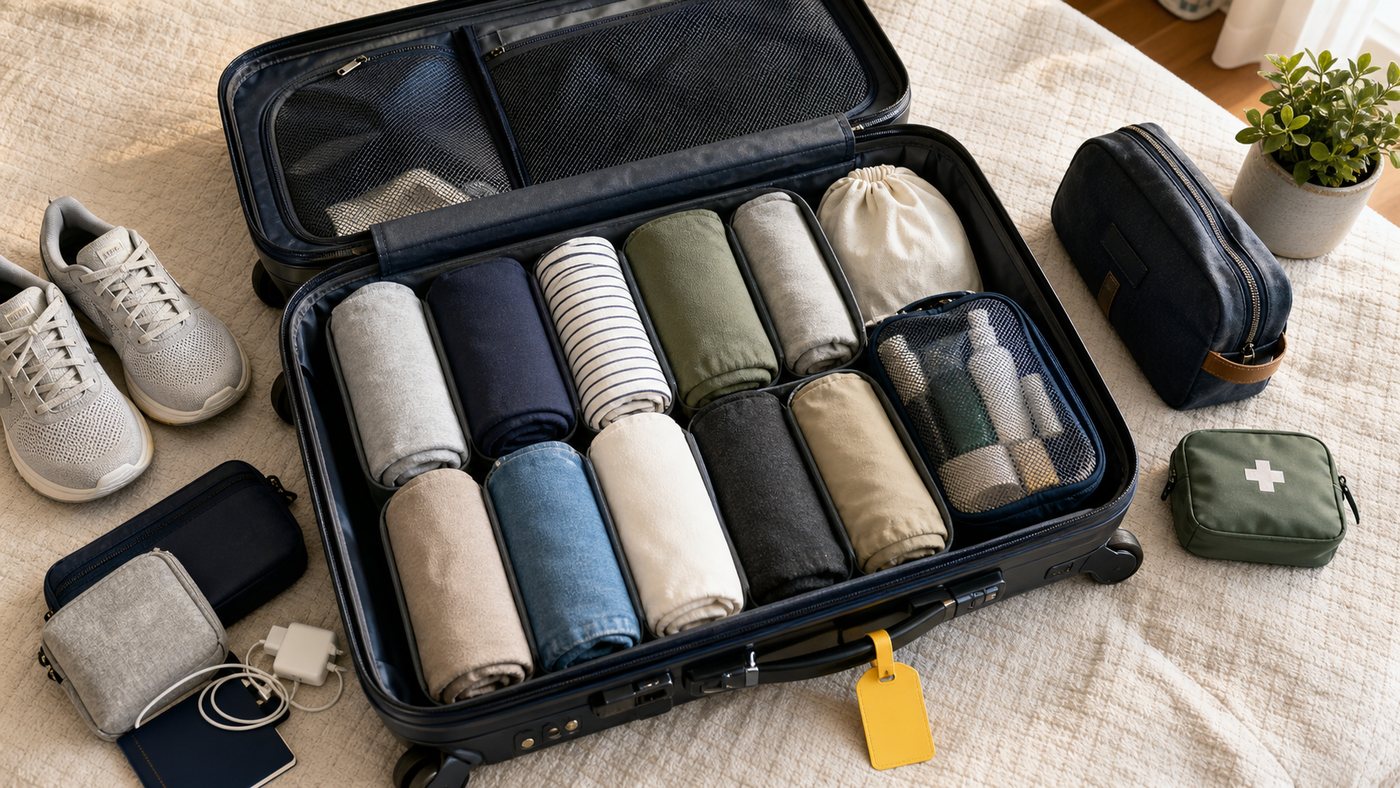 7-Day Trip Packing List packing scene