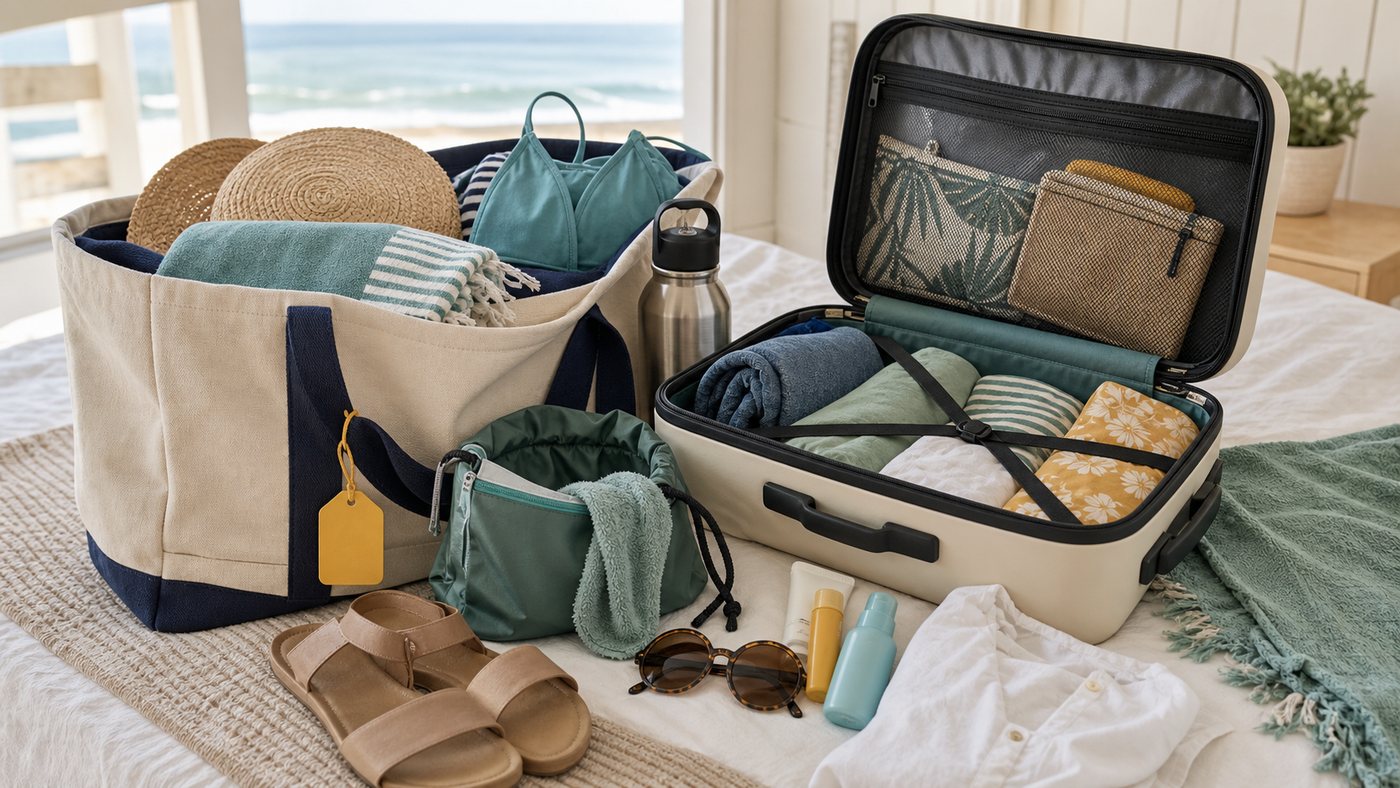 Beach Vacation Packing List packing scene